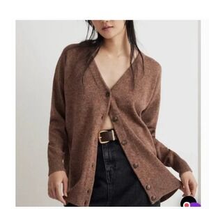 Madewell Merino Wool Blend Relaxed V-Neck Cardigan Brown NM610 Womens Small